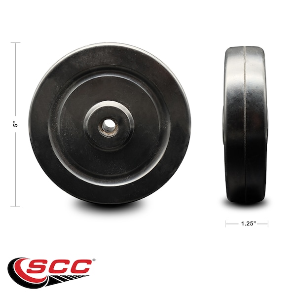 SCC - 5" Hard Rubber Wheel Only - 3/8" Bore - 350 lbs Capacity